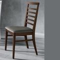 Cadeira de cozinha em madeira e assento em tecido de design italiano - Jeanine