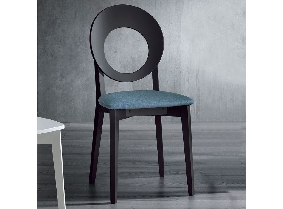 Cadeira de Cozinha em Madeira e Tecido Design Moderno Made in Italy - Marrine Viadurini