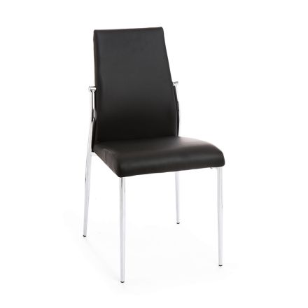 Cadeira Cozinha em Couro Sintético e Metal Cromado 4 Peças - Foscari Viadurini