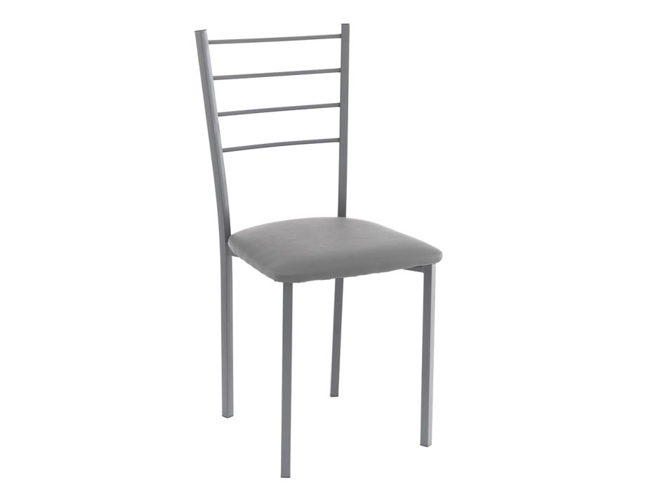 Cadeira Cozinha em Couro Sintético e Metal Pintado 4 Peças - Remida Viadurini