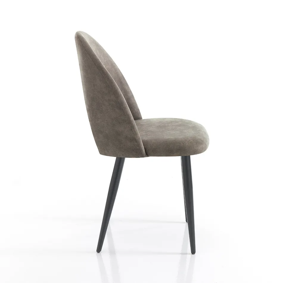 Cadeira de cozinha em couro sintético com efeito envelhecido 4 peças - Renetta Viadurini