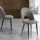 Cadeira de cozinha em couro sintético com efeito envelhecido 4 peças - Renetta Viadurini