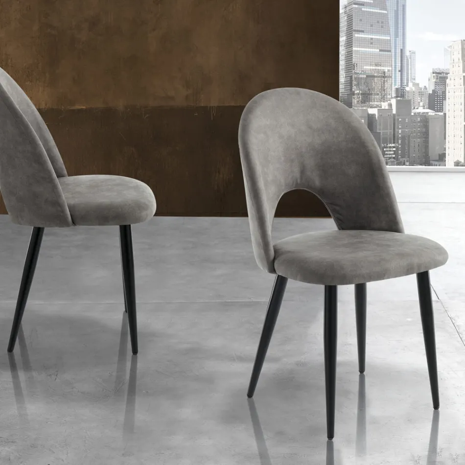 Cadeira de cozinha em couro sintético com efeito envelhecido 4 peças - Renetta Viadurini