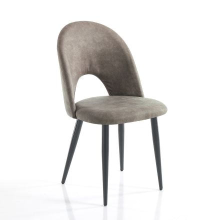 Cadeira de cozinha em couro sintético com efeito envelhecido 4 peças - Renetta Viadurini
