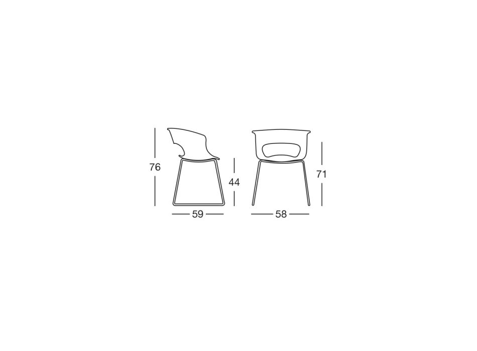 Cadeira de policarbonato para cozinha feita na Itália, 2 peças - marrom Viadurini