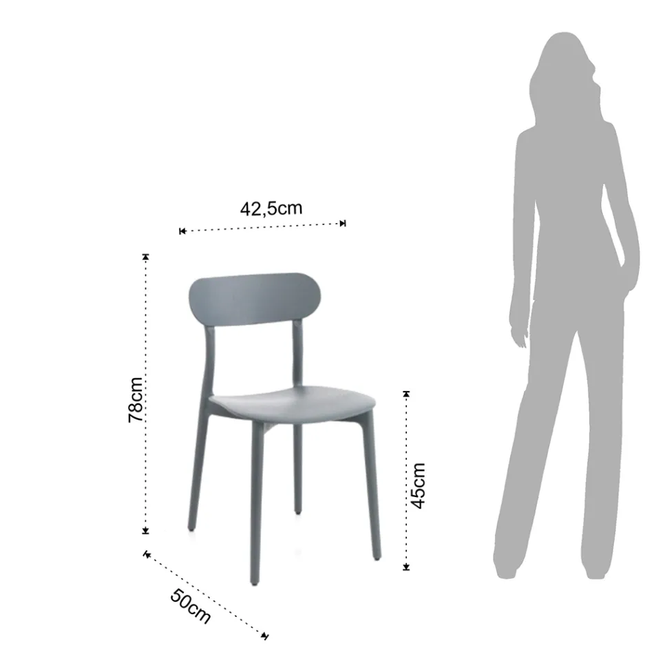 Cadeira de cozinha em polipropileno branco ou cinza fosco 4 peças - Milão Viadurini