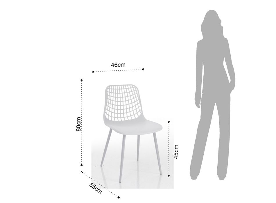 Cadeira de cozinha em polipropileno branco fosco e aço 4 peças - Beyonce Viadurini
