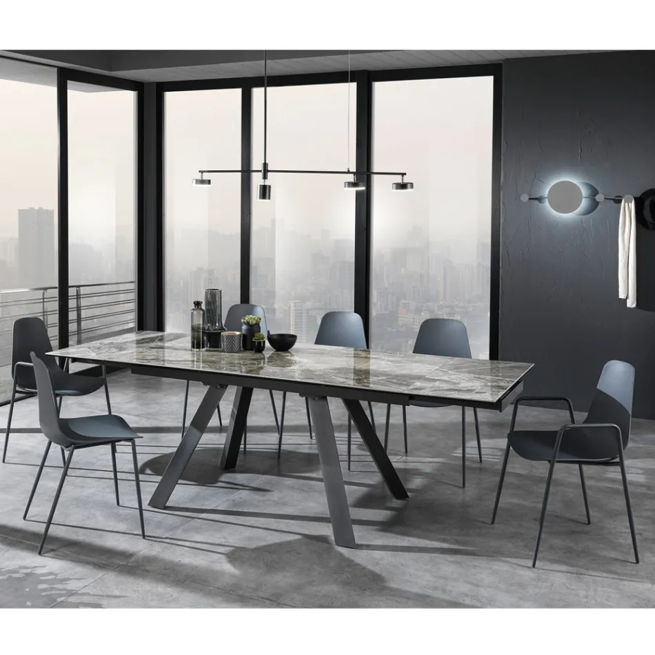 Cadeira de cozinha de polipropileno com pernas de aço 4 peças - Pinga Viadurini