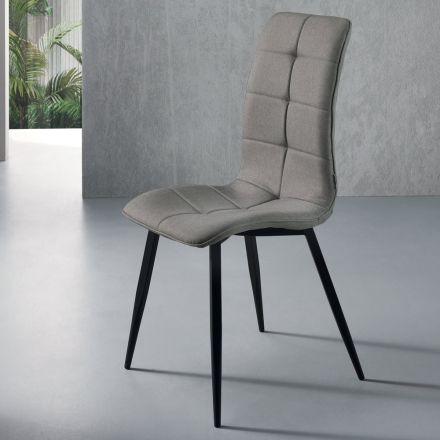 Cadeira de cozinha de tecido com base de metal preto de 4 peças - Menegildo Viadurini
