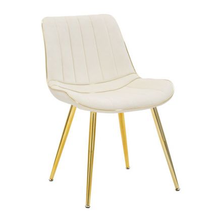 Cadeira de cozinha de tecido com pernas de metal dourado, 2 peças - Ezia Viadurini
