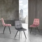 Cadeira de cozinha de tecido com pernas de metal pretas 4 peças - azul claro Viadurini