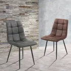 Cadeira de cozinha de tecido com pernas de metal pretas 4 peças - azul claro Viadurini