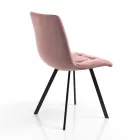 Cadeira de cozinha de tecido com pernas de metal pretas 4 peças - azul claro Viadurini