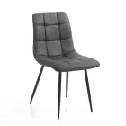 Cadeira de cozinha de tecido com pernas de metal pretas 4 peças - azul claro Viadurini