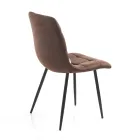 Cadeira de cozinha de tecido com pernas de metal pretas 4 peças - azul claro Viadurini