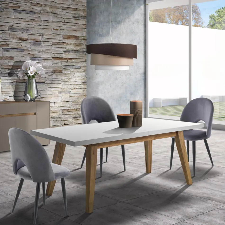 Cadeira de cozinha em tecido com efeito de veludo e metal 4 peças - Renetta Viadurini