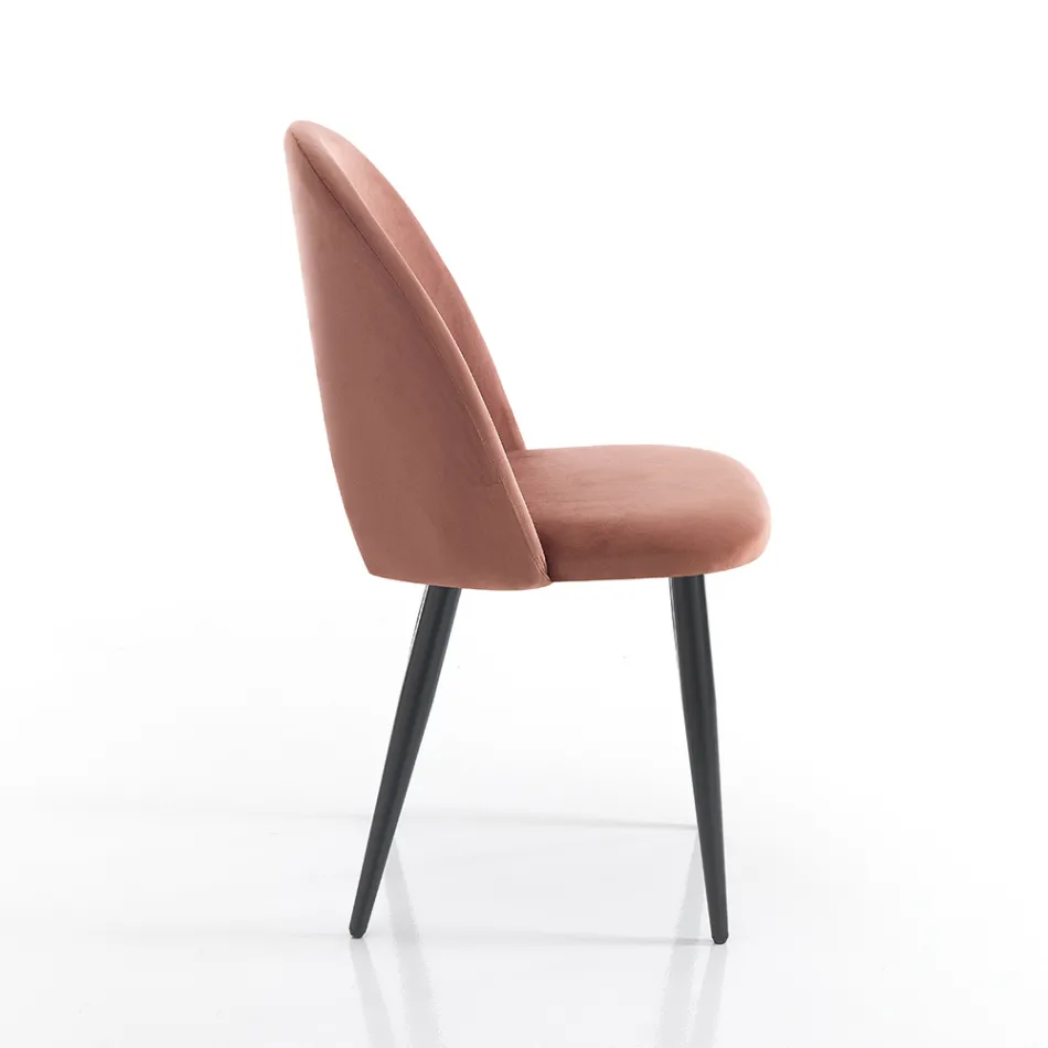 Cadeira de cozinha em tecido com efeito de veludo e metal 4 peças - Renetta Viadurini