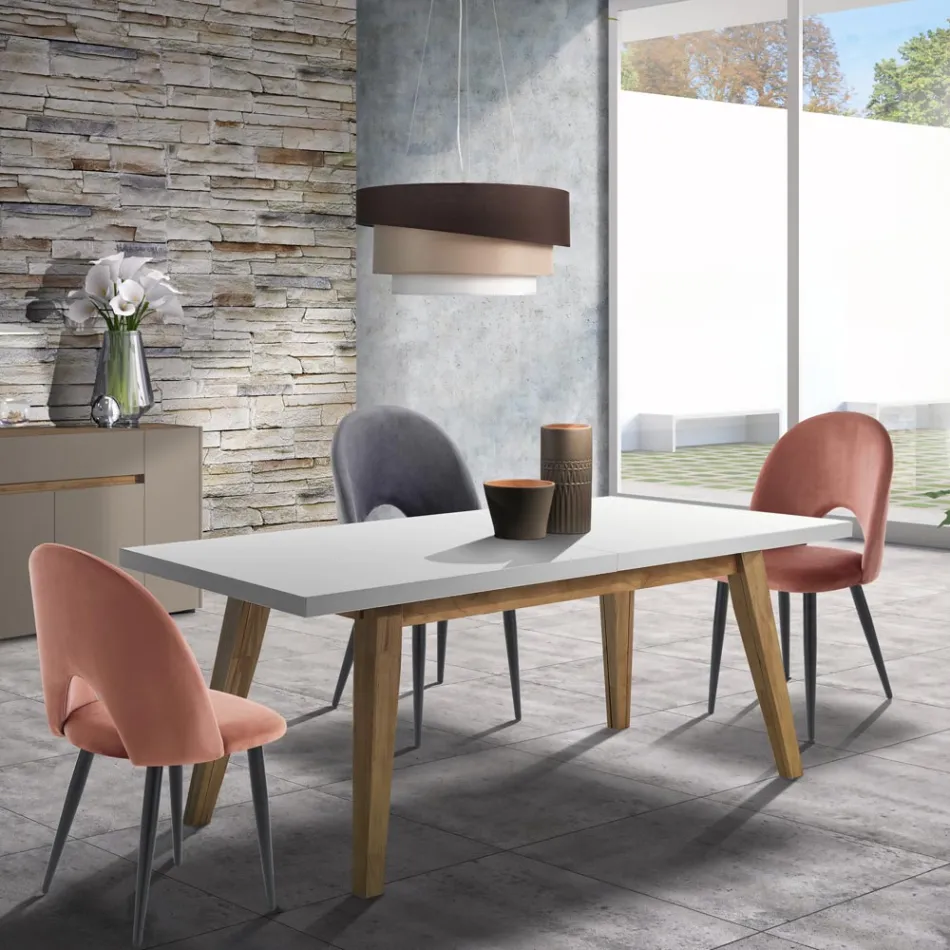 Cadeira de cozinha em tecido com efeito de veludo e metal 4 peças - Renetta Viadurini