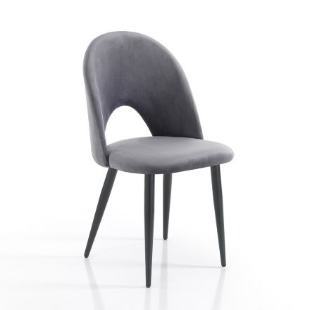 Cadeira de cozinha em tecido com efeito de veludo e metal 4 peças - Renetta Viadurini