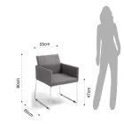 Cadeira Cozinha em Tecido Cinzento com Base Metálica 2 Peças - Persiana Viadurini