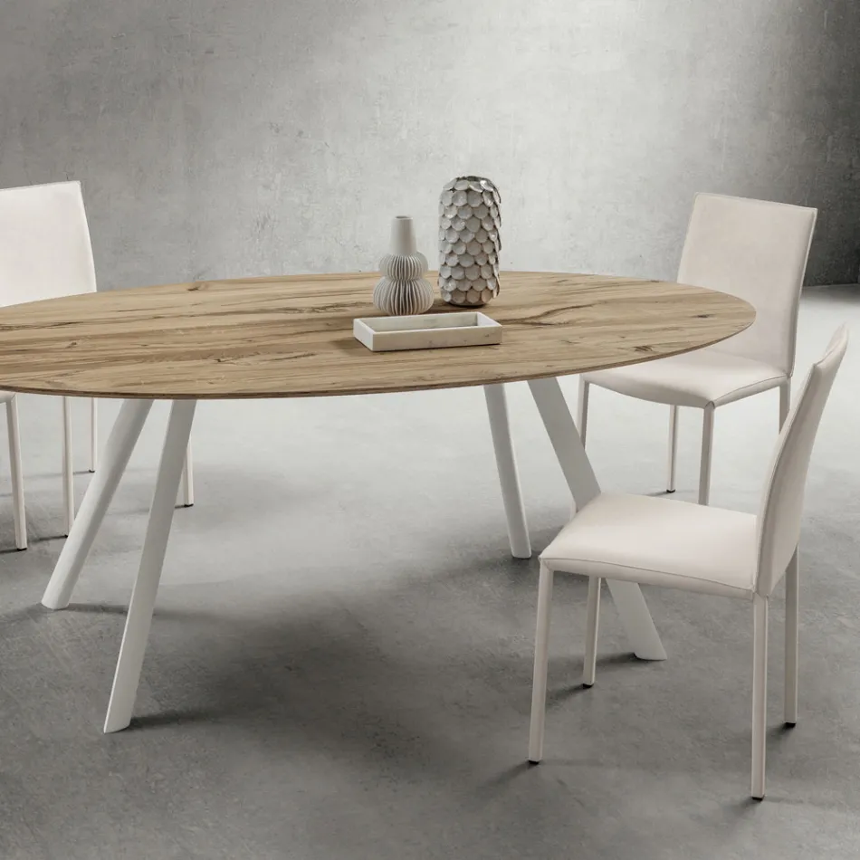 Cadeira de Cozinha Totalmente Estofada em Couro Ecológico Fabricado na Itália, 2 Peças - Maria Viadurini