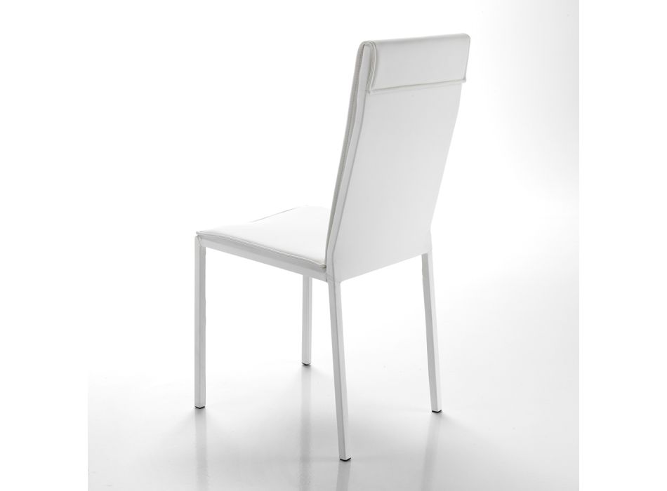 Cadeira de cozinha totalmente estofada em couro sintético de 2 peças - Atenea Viadurini