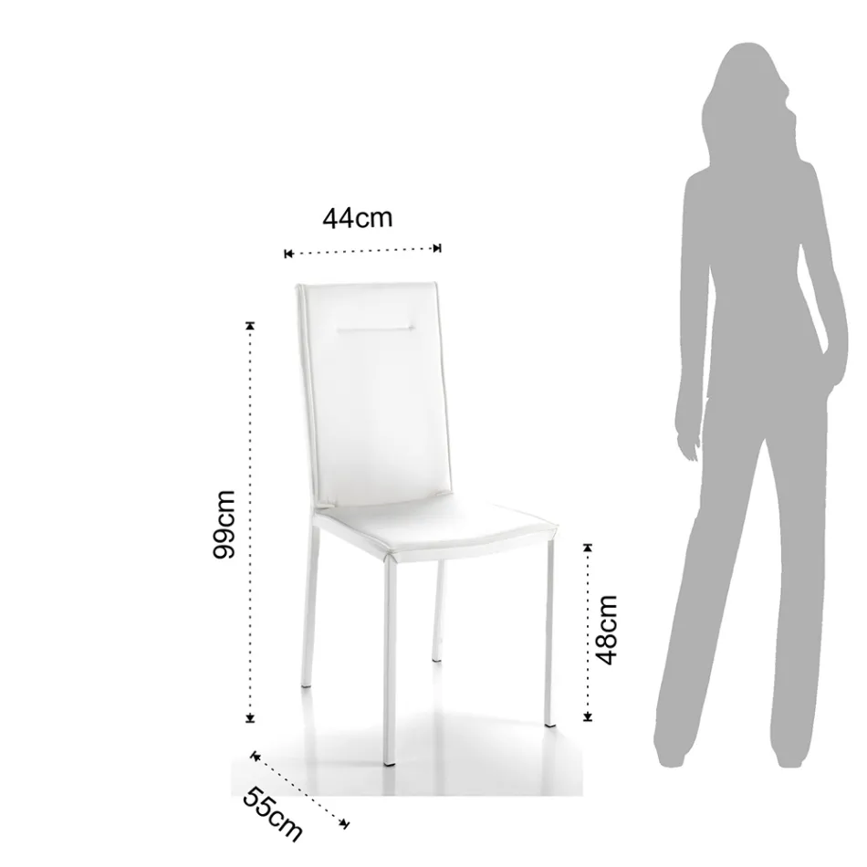 Cadeira de cozinha totalmente estofada em couro sintético de 2 peças - Atenea Viadurini