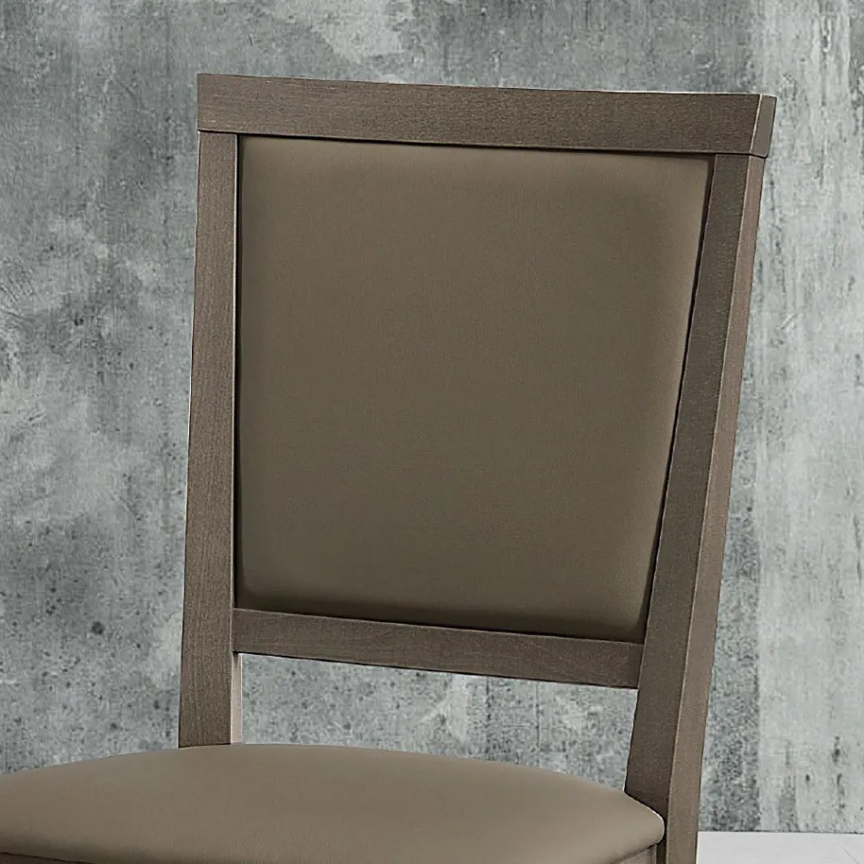 Cadeira de cozinha moderna em madeira e design de couro ecológico feito na Itália - Taver Viadurini