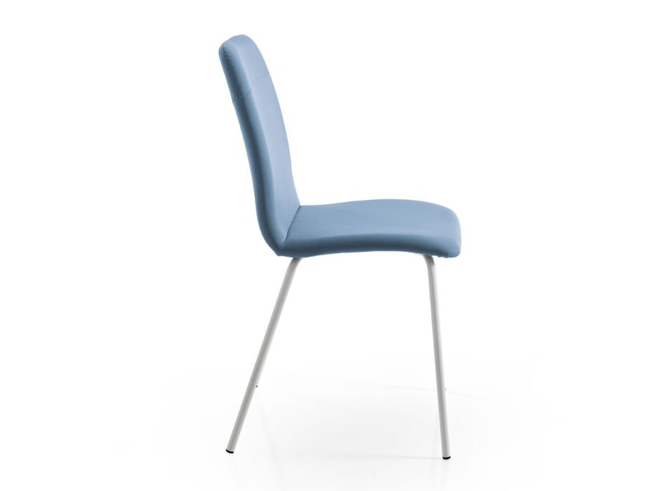 Cadeira de cozinha ou sala de estar em couro sintético colorido e design de metal - Hermione Viadurini