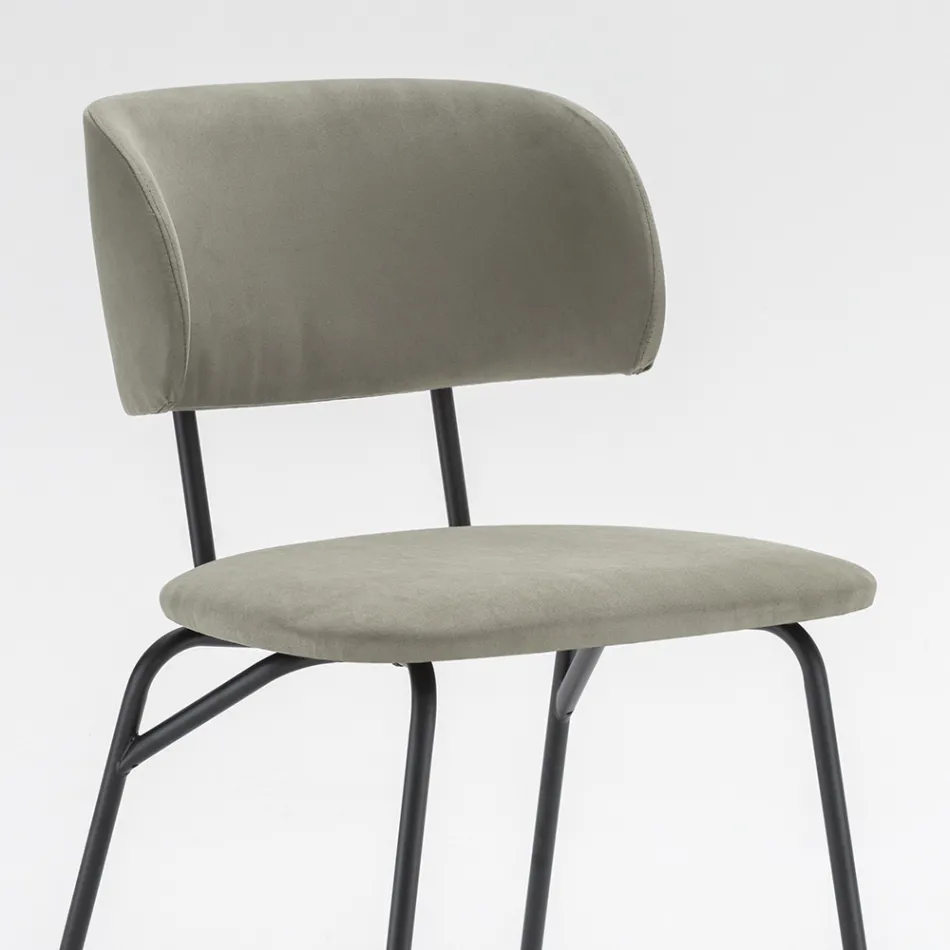 Cadeira de cozinha estofada em microfibra made in Italy, 2 peças - Rebecca Viadurini