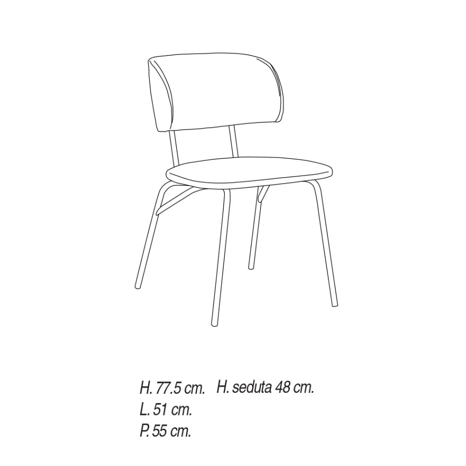 Cadeira de cozinha estofada em microfibra made in Italy, 2 peças - Rebecca Viadurini