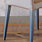 Cadeira de Cozinha Estofada em Couro com Estrutura em Freixo Made in Italy - Sunny Viadurini