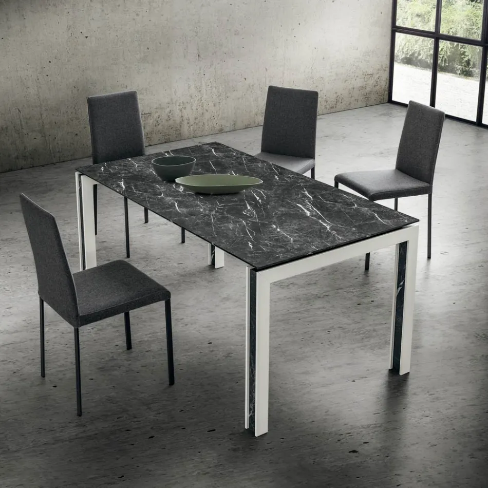 Cadeira de cozinha estofada em tecido fabricada na Itália, 2 peças - Mawi Viadurini