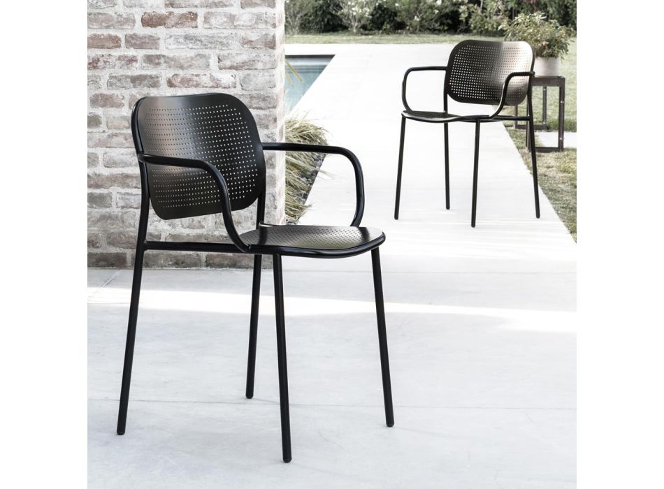 Cadeira de exterior com braços de metal Made in Italy 2 peças - Synergy Viadurini
