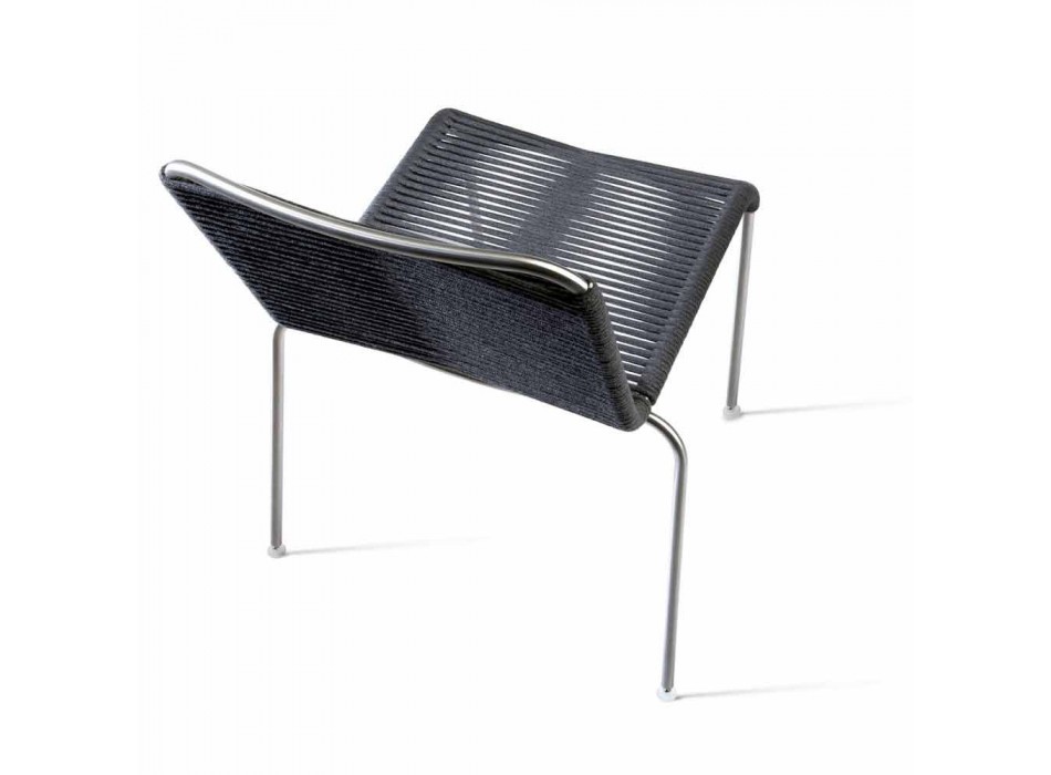 Cadeira de exterior Design em aço e cabo preto Made in Italy - Madagascar1 Viadurini