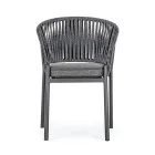 Cadeira Exterior Empilhável com Assento em Tecido, Homemotion 4 Peças - Aleandro Viadurini