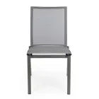 Cadeira Exterior Empilhável em Alumínio e Textilene, Homemotion 4 Peças - Serge Viadurini