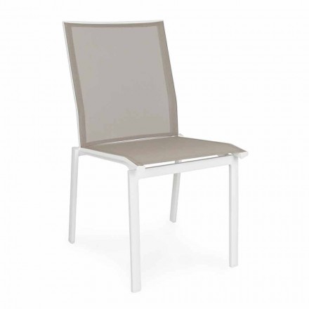 Cadeira Outdoor Empilhável em Alumínio e Textilene Homemotion, 4 Peças - Sarja Viadurini