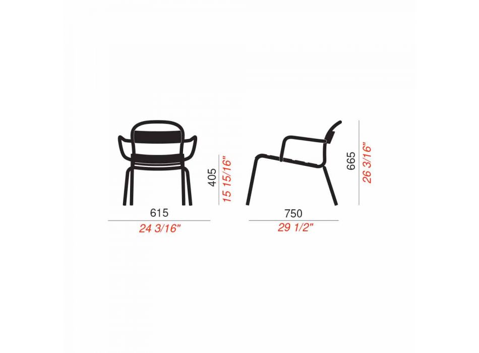 Cadeira empilhável de alumínio para exterior, fabricada na Itália, 2 peças - Shyla Viadurini