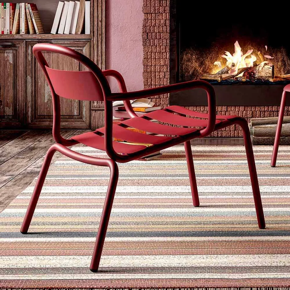 Cadeira empilhável de alumínio para exterior, fabricada na Itália, 2 peças - Shyla Viadurini