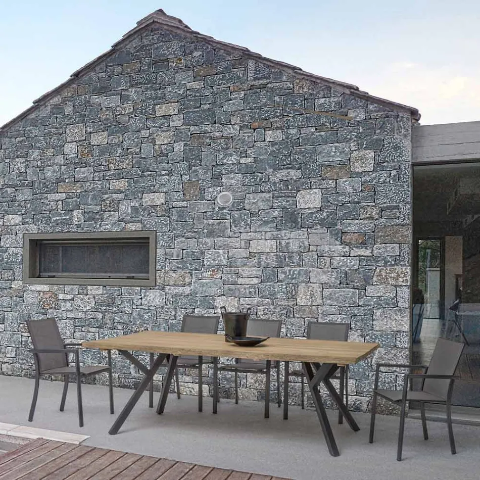 Cadeira Exterior Empilhável em Alumínio Pintado, Homemotion, 4 Peças - Vicki Viadurini