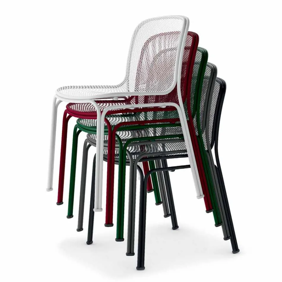 Cadeira empilhável de metal para exterior, fabricada na Itália, 4 peças - Prunella Viadurini