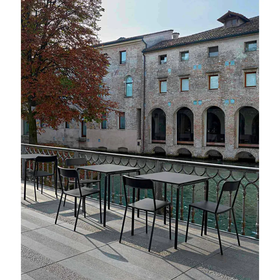 Cadeira empilhável de metal para exterior, fabricada na Itália, 4 peças - Xylia Viadurini