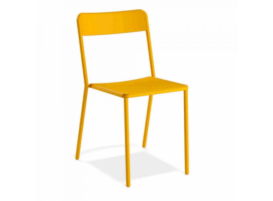 Cadeira empilhável de metal para exterior, fabricada na Itália, 4 peças - Xylia Viadurini