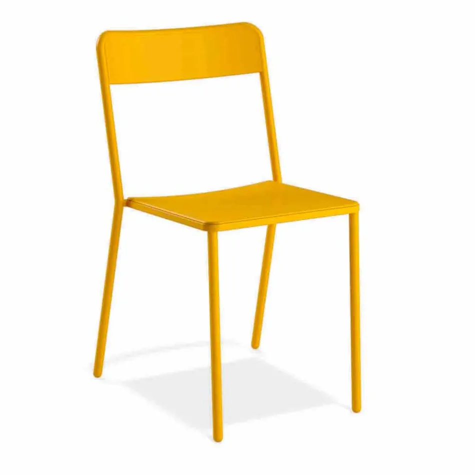 Cadeira empilhável de metal para exterior, fabricada na Itália, 4 peças - Xylia Viadurini