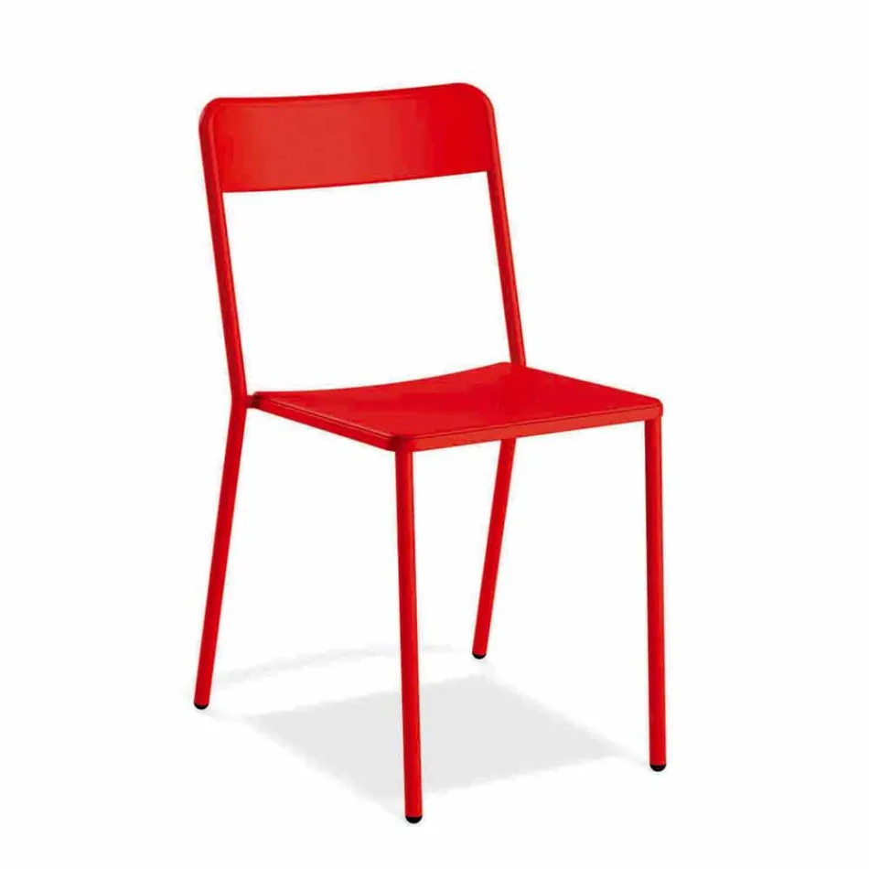 Cadeira empilhável de metal para exterior, fabricada na Itália, 4 peças - Xylia Viadurini