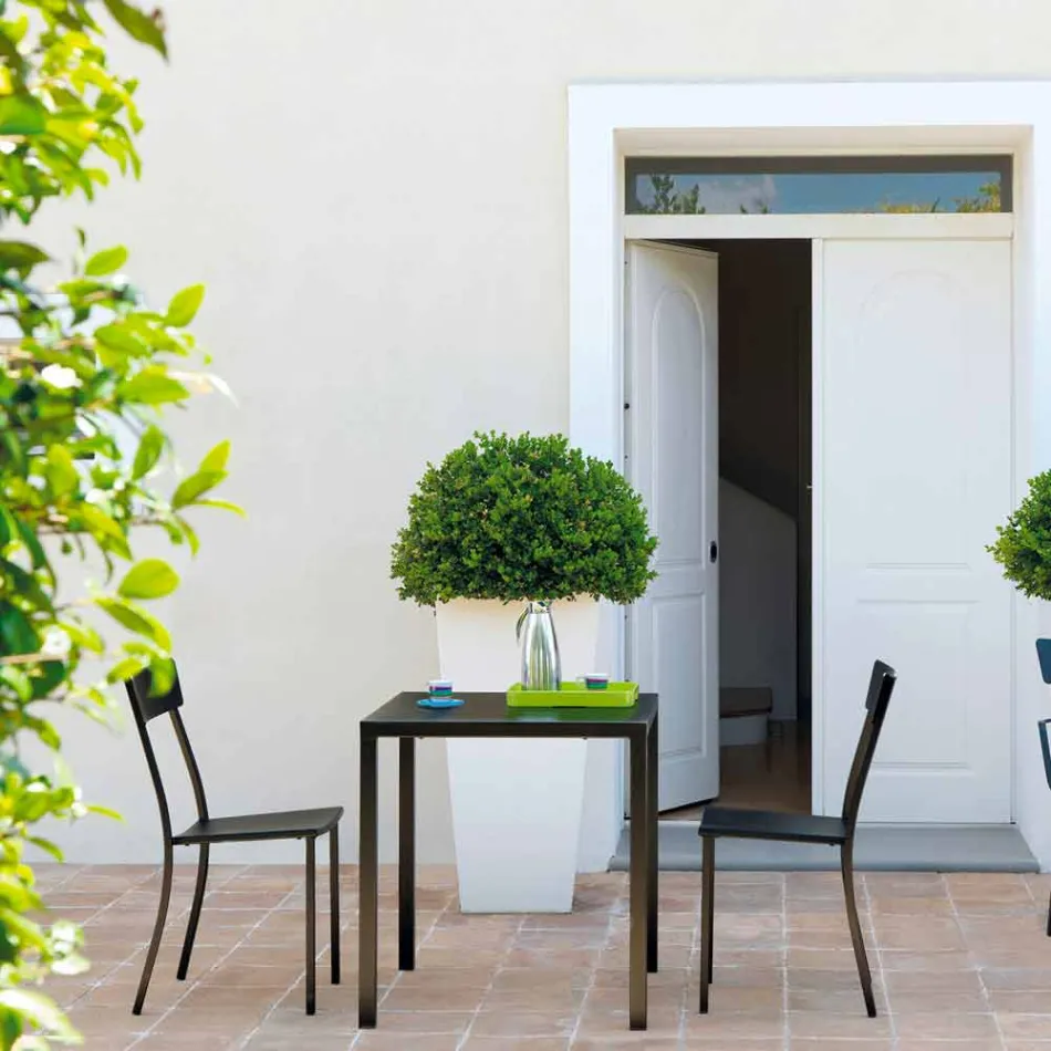 Cadeira empilhável para exterior em metal pintado fabricada na Itália, 4 peças - tule Viadurini