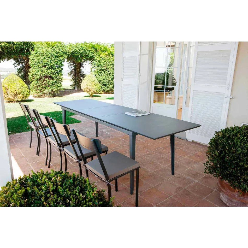 Cadeira empilhável para exterior em metal pintado fabricada na Itália, 4 peças - tule Viadurini