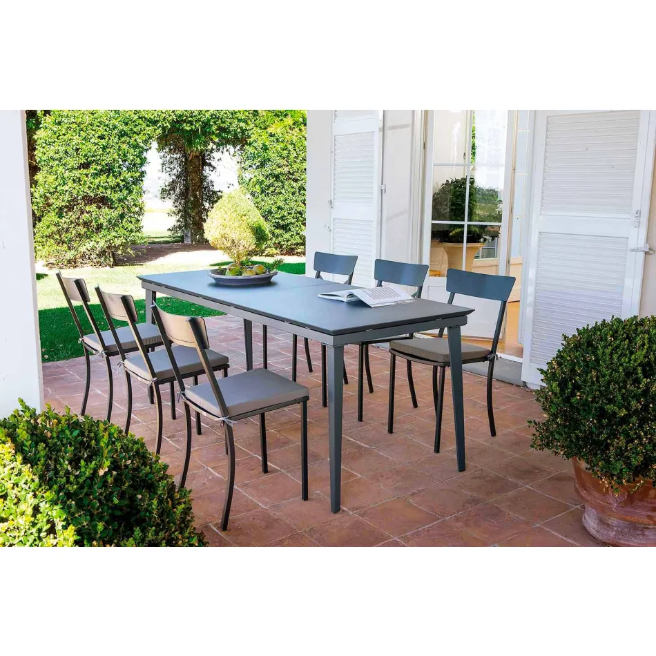 Cadeira empilhável para exterior em metal pintado fabricada na Itália, 4 peças - tule Viadurini