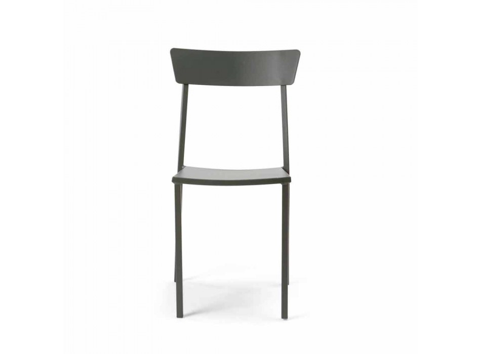 Cadeira empilhável para exterior em metal pintado fabricada na Itália, 4 peças - tule Viadurini